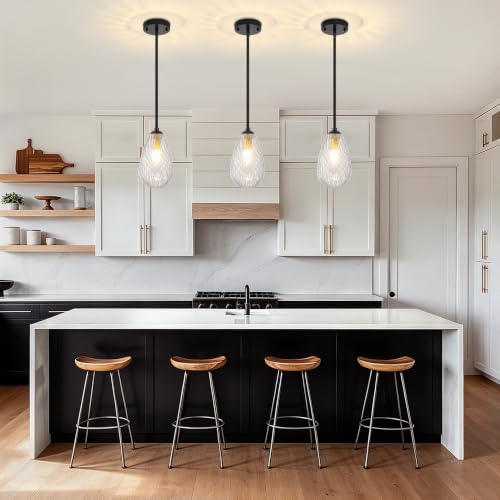 Black Gold Twisted Glass Pendant Lights Kitchen Island Modern (2-Pack Black Gold)
