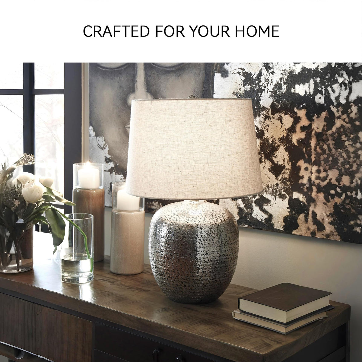 Magalie Metal Table Lamp (Antique Silver Finish)