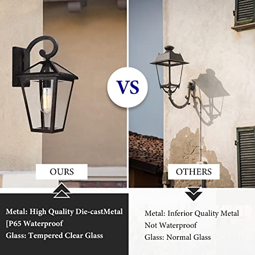 Outdoor Light Fixtures Wall Mount (Black - 1 PACK / Medium)