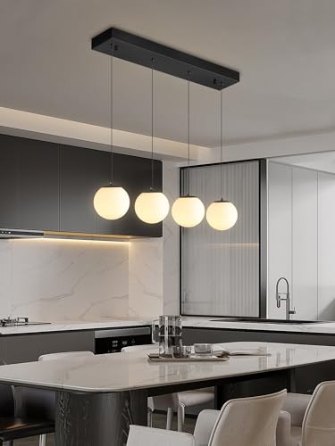 Dining Room Light Fixture 4 (Black-White / Rectangle 4-Light)