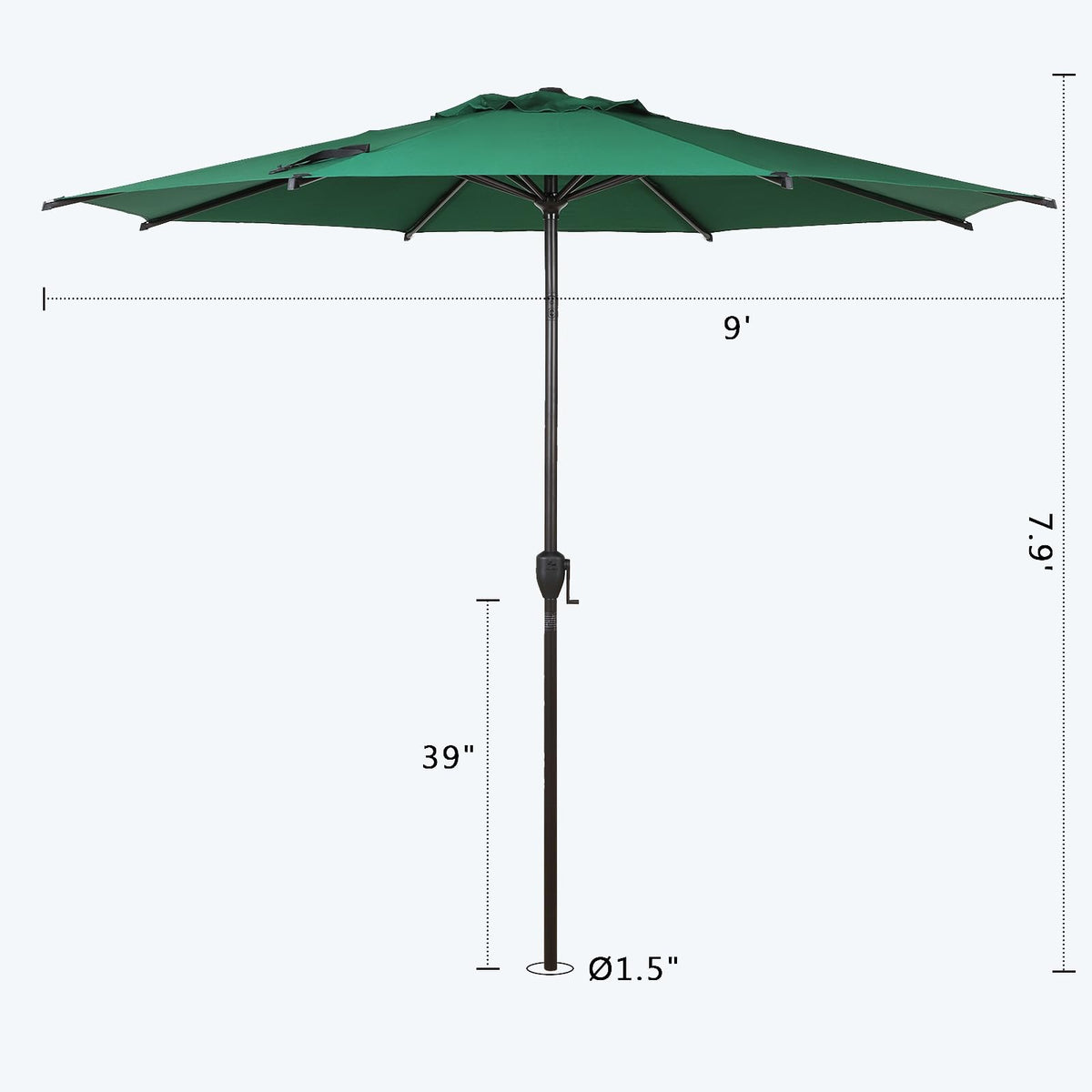 9FT Lyon Outdoor Patio Umbrella Outdoor Table Umbrella with Push Button Tilt and Crank Market Umbrella 8 Sturdy Ribs UV Protection Waterproof for Garden Deck Backyard Pool Dark Green (9 FT(8 Ribs) / Dark Green)