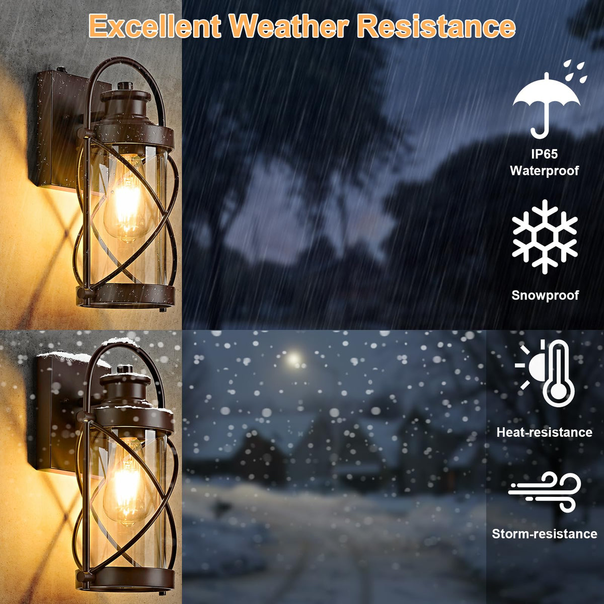 Dusk to Dawn Outdoor Wall Lights Fixtures (Coffee-Bronze / 12.8''(2-Pack))