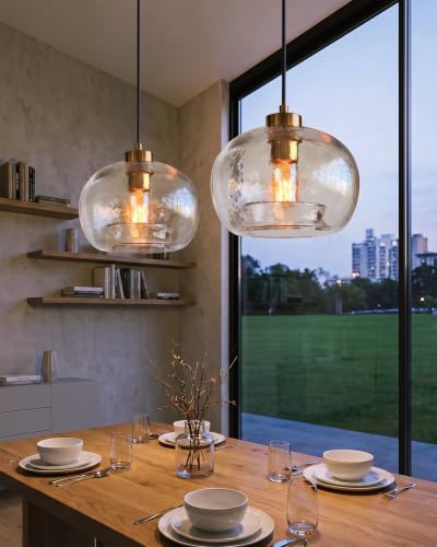 Glass Pendant Lights (Textured Clear 2 Pack)