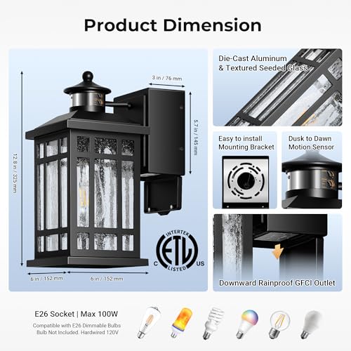 Motion Sensor Outdoor Lights with GFCI (Black / Motion Sensor 1-Pack)