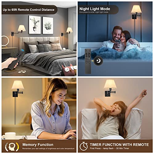 Wall Sconce with Remote Control (Beige-Remote / Medium)