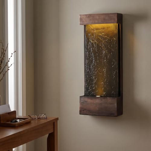 32.3 in Tall Modern Wall Fountain Indoor Outdoor LED Resin Copper (32.3"h Cooper)