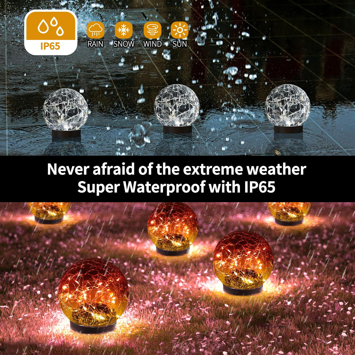 Solar Globe Lights Outdoor Waterproof (Gradient red / 4 Globes)
