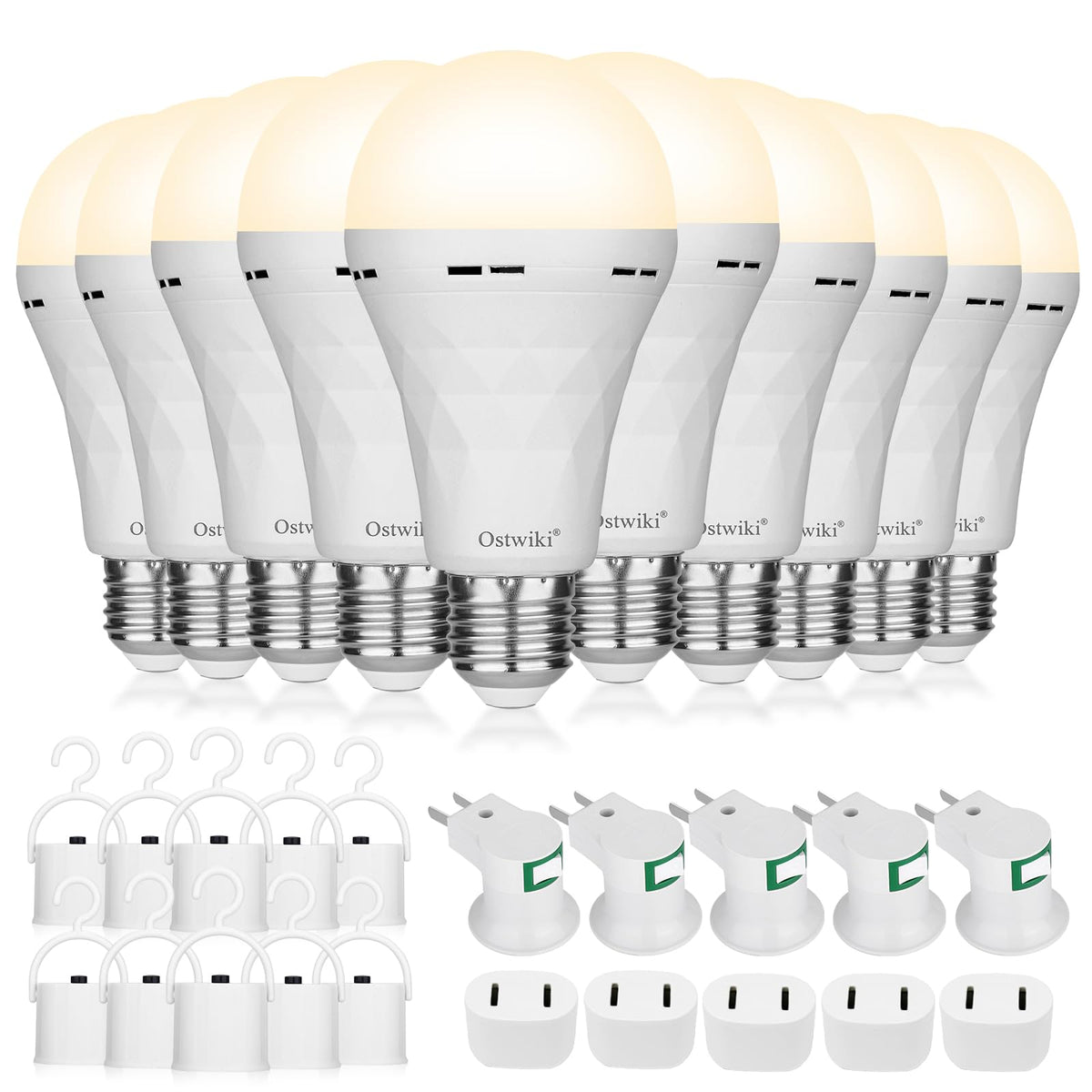 Emergency Rechargeable Light Bulbs 10 Pack A21 3000K Warm (Warm White / 10 Pack)