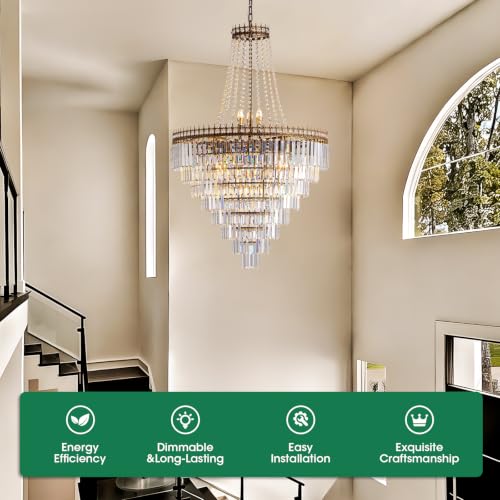 French Empire Vintage Crystal Staircase Chandelier (D31.5″H47.2″)