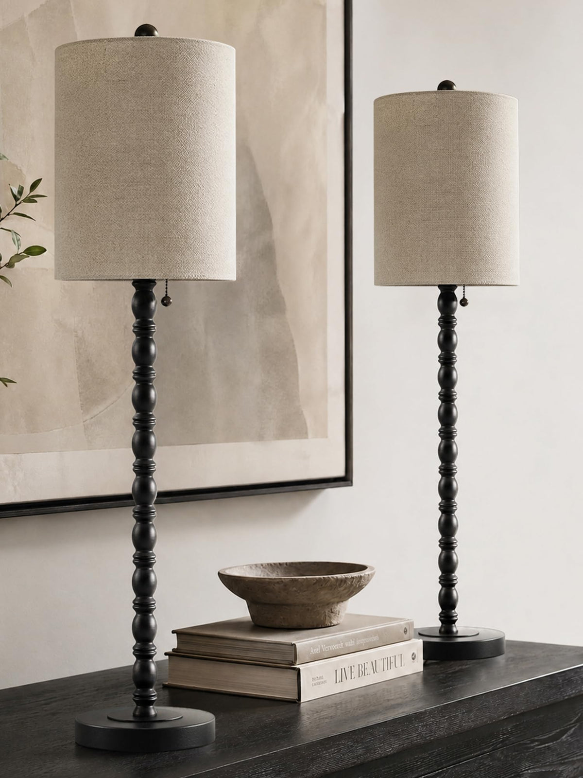 Buffet Lamps Table Lamps Set of 2 (Matte Black)