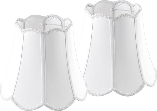 Scalloped Lamp Shades Set of 2 Medium (White-fabric / 8"×13"×11" (Spider)-2 pcs)