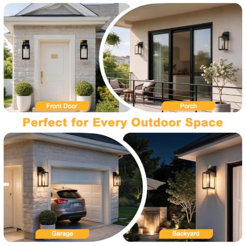 13" Enclosed Dusk to Dawn Exterior Lighting Fixtures (2 Packs-13IN / Black (Dusk to Dawn))