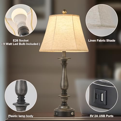 28.5'' Farmhouse Table Lamp Set of 2 (Antique Silver / 28.5'')