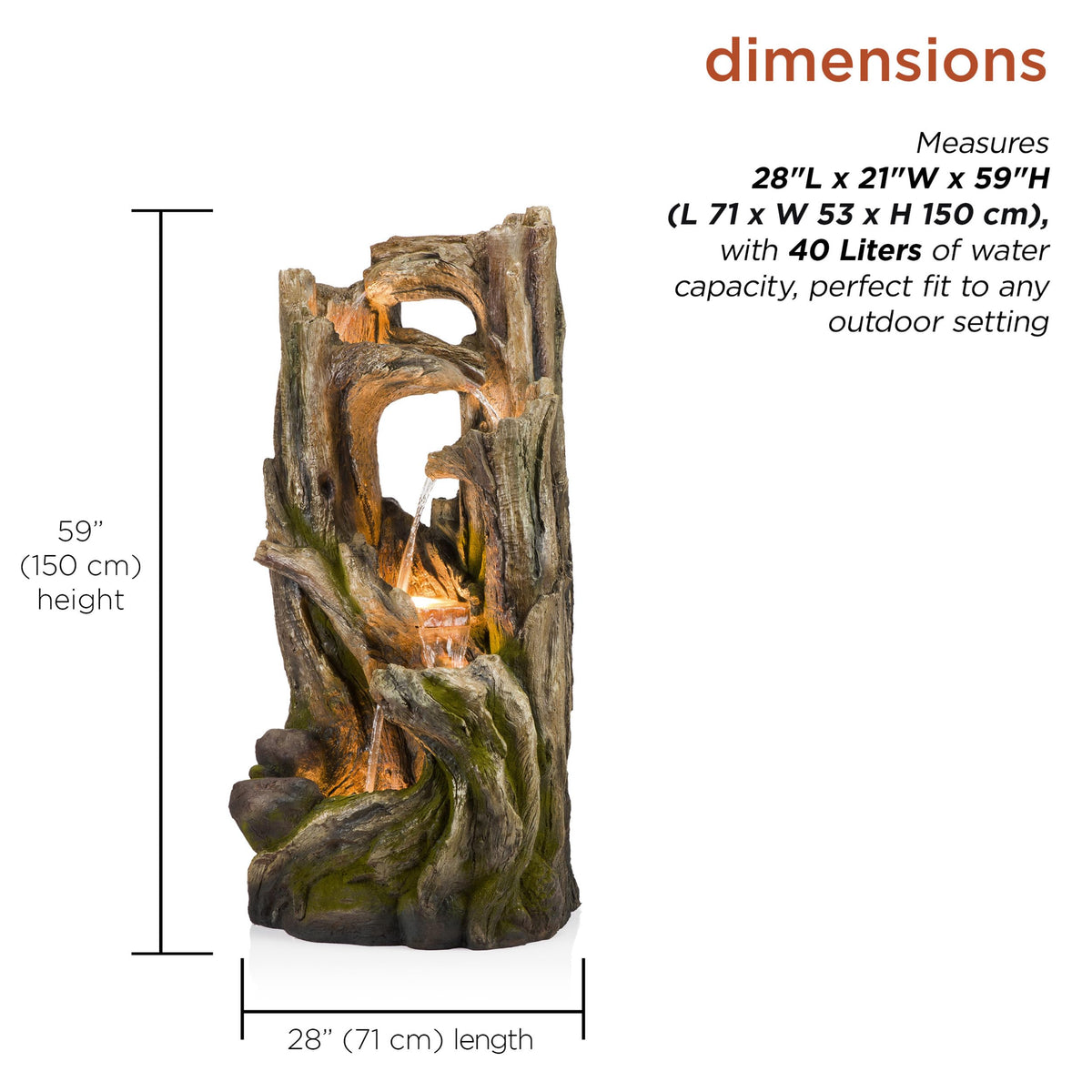 WIN1520 59" Indoor (59" H - 5-Tier Fountain w/ Led's)