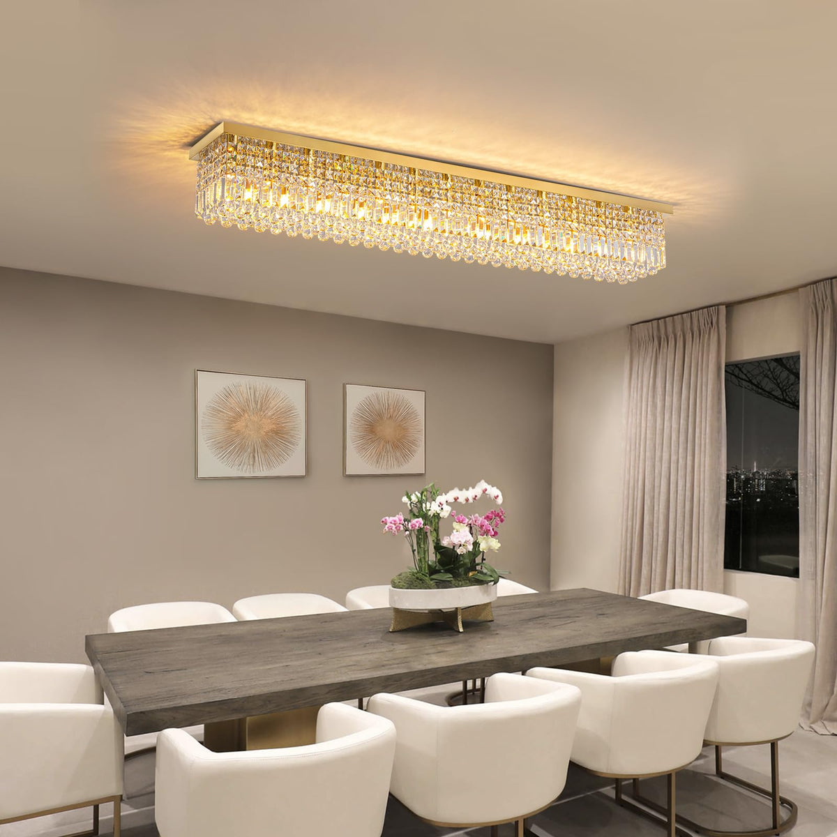 Rectangular Chandelier (Gold(Ceiling) / L59")