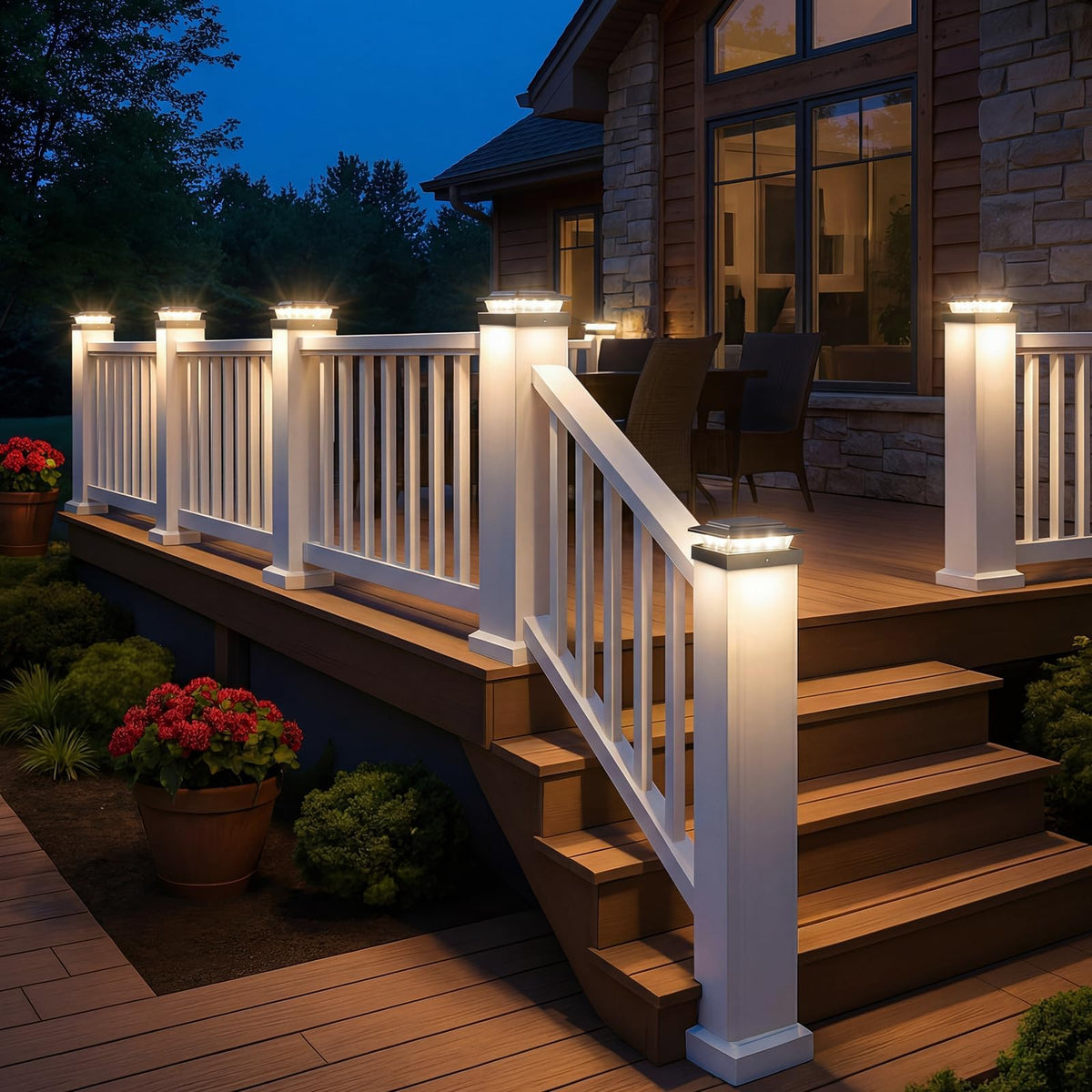 4x4 Solar Post Cap Lights Outdoor 6Pack (Black / 6 Pack)