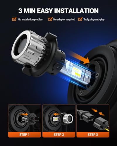 H13 Bulbs 70000LM 800% Brighter 6500K Cool White H13 Bulbs with Fan (Cool White / H13/9008)