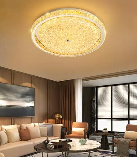 Modern Crystal Chandeliers for Living Room LED Dimmable Pendant Lighting Flush Mount Light Dining Room