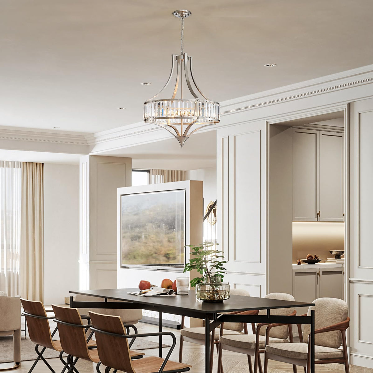 21.6" Brushed Nickel Chandeliers for Dining Room (21.6”-Brushed Nickel)
