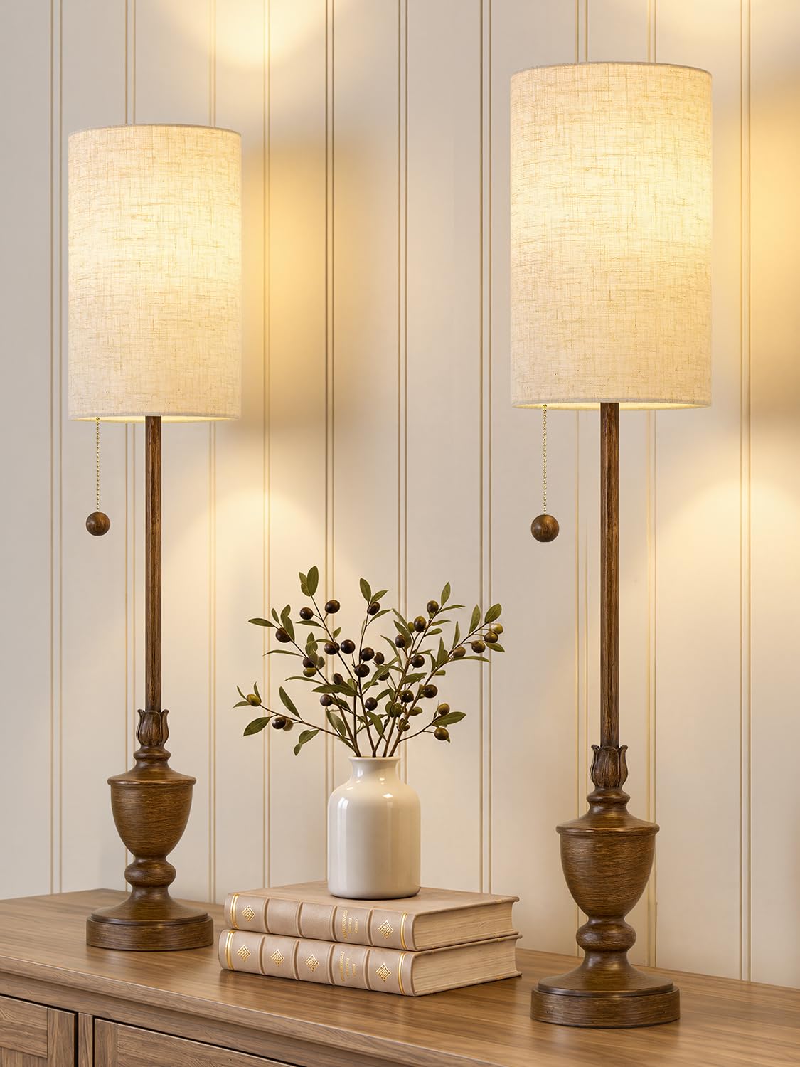 Buffet Table Lamps Set of 2 (Rustic Brown)