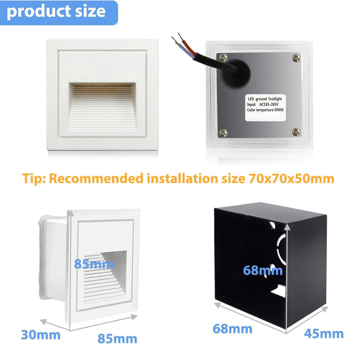 120VIndoorOutdoorRecessedStepLightsforStairWarmWhite8Pack (White)