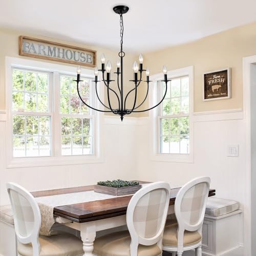 9 Light Black Chandelier (Black / 9 Light)