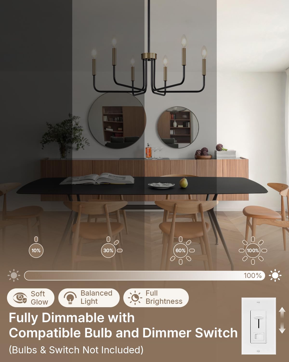 6 Light Black and Champagne Bronze Chandelier (Black and Champagne Bronze / 6-Light)