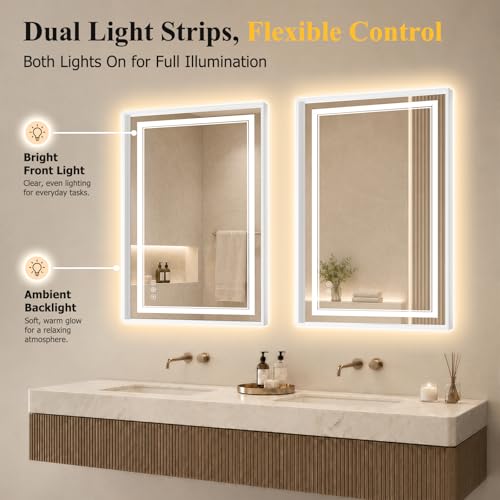 24"x36" LED Bathroom Mirror with Lights (White / 36"L x 24"W)