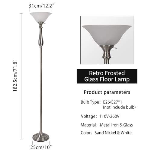 Torchiere Floor Lamps for Living Room Bedroom (Brushed Nickel - 72 inch)