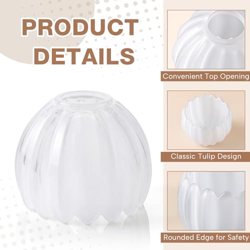 2 Pcs Glass Tulip Lamp Shade (White)