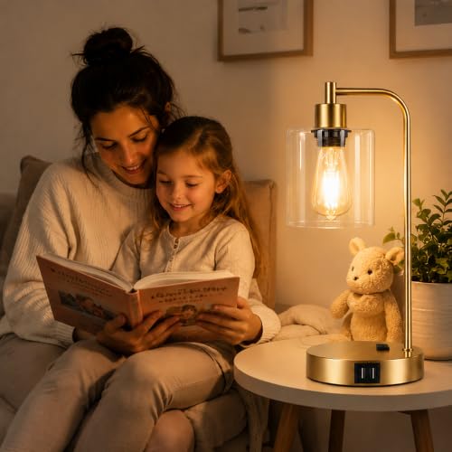 Industrial Touch Control Table Lamps Set of 2 (Gold(2 pack) - Clear Glass - Touch Control)