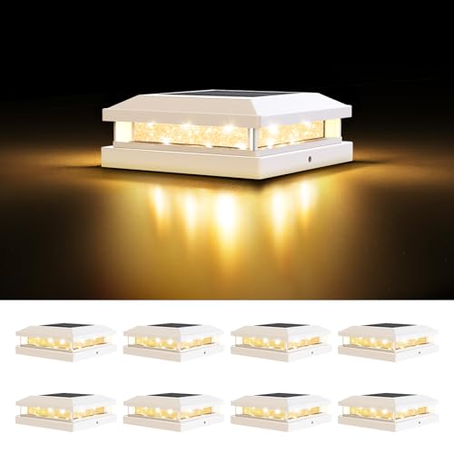 4x4 5x5 Solar Post Cap Lights Outdoor 8 (White / 8 Pack)