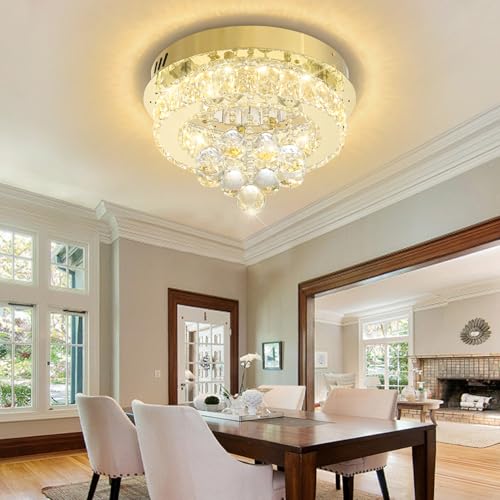 Dia 12" Mini Chandelier Flush Mount Chandelier for Hallway (Gold / Dia 12")