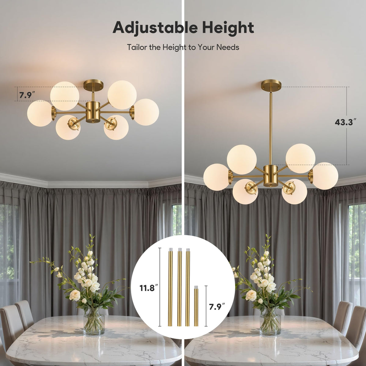 6 Light Sputnik Chandelier (Gold / 6-Light)