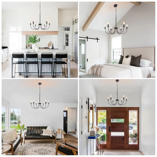 6 Light Black Farmhouse Chandelier (Frosted Black / 6 Light)
