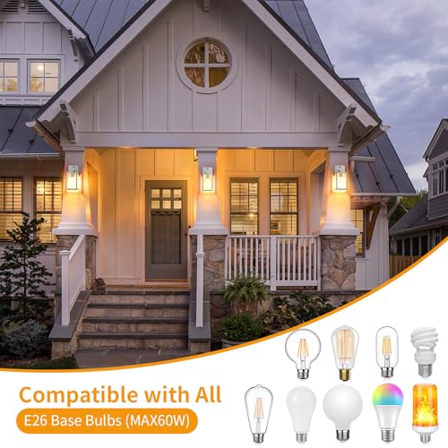 2 Pack White Motion Sensor Outdoor Light Fixtures Wall Mount (10.24'' / White)