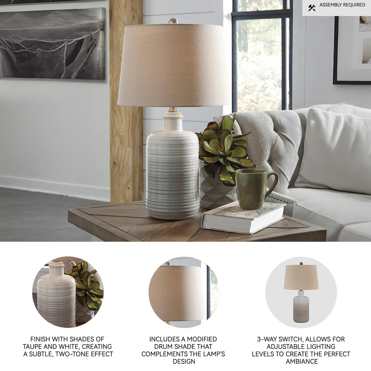 25 in Ceramic Table Lamp Set of 2 (Taupe)