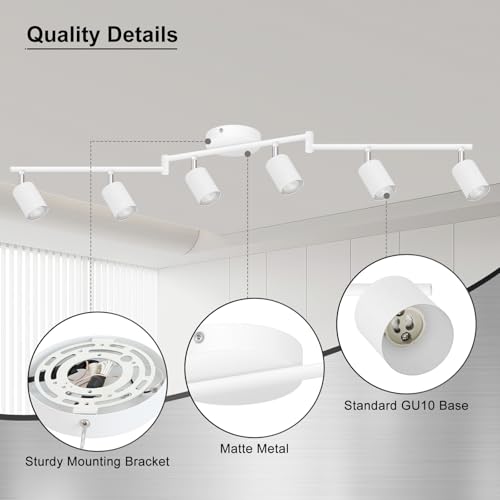 6 Light Track Lighting Fixtures Ceiling (6 light white-Z)