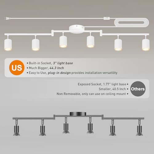 Plug in Track Lighting LED (6-Light Track Light(White))