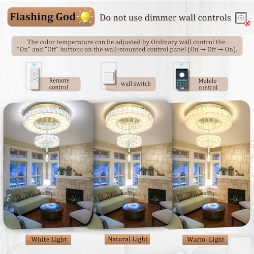 Dia 16inch Modern Gold Crystal Chandeliers Crystal Ring Chandelier for Hallway Bedroom Living Room Dining Room Dimmable LED Crystal Ceiling Light (Gold / W:16inches)