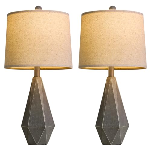 23'' Table Lamps Set of 2 for Living Room Bedroom (Medium - Dark Grey)
