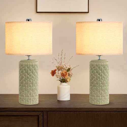 22" Modern Ceramic Table Lamps Set of 2 for Night Stands