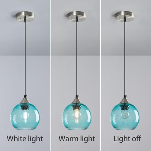 Aqua Pendant Lights Kitchen Island 3 Pack (Light Blue / S - 5.9 in)