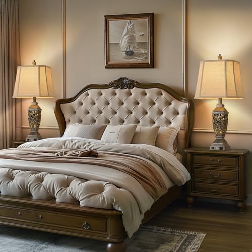27.5" Touch Control Traditional Table Lamp Set of 2 with USB A+C (Taupe Gold-10 / 27.5")