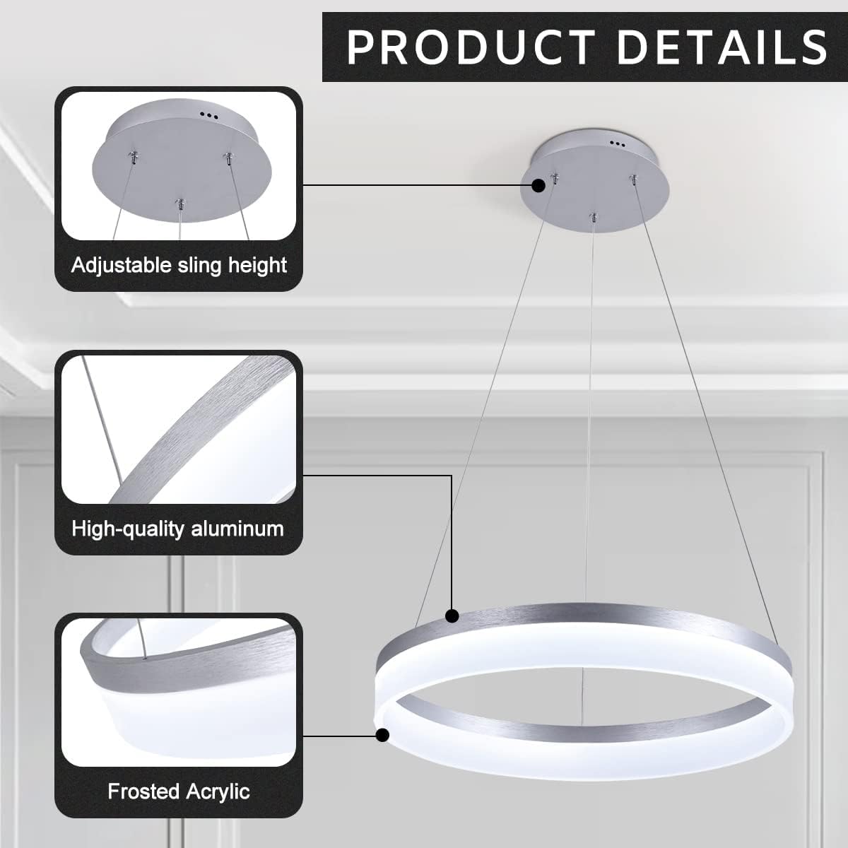 Modern LED Chandelier (Silver 1 Ring)