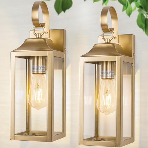 2 Pack Outdoor Light Fixtures Wall Mount 15 Inch Gold for House (15 Inch Ordinary / Gold)