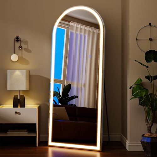 65"x26" LED Arched Mirror Full Length with Dimmable Lights (White / 65"L x 26"W)