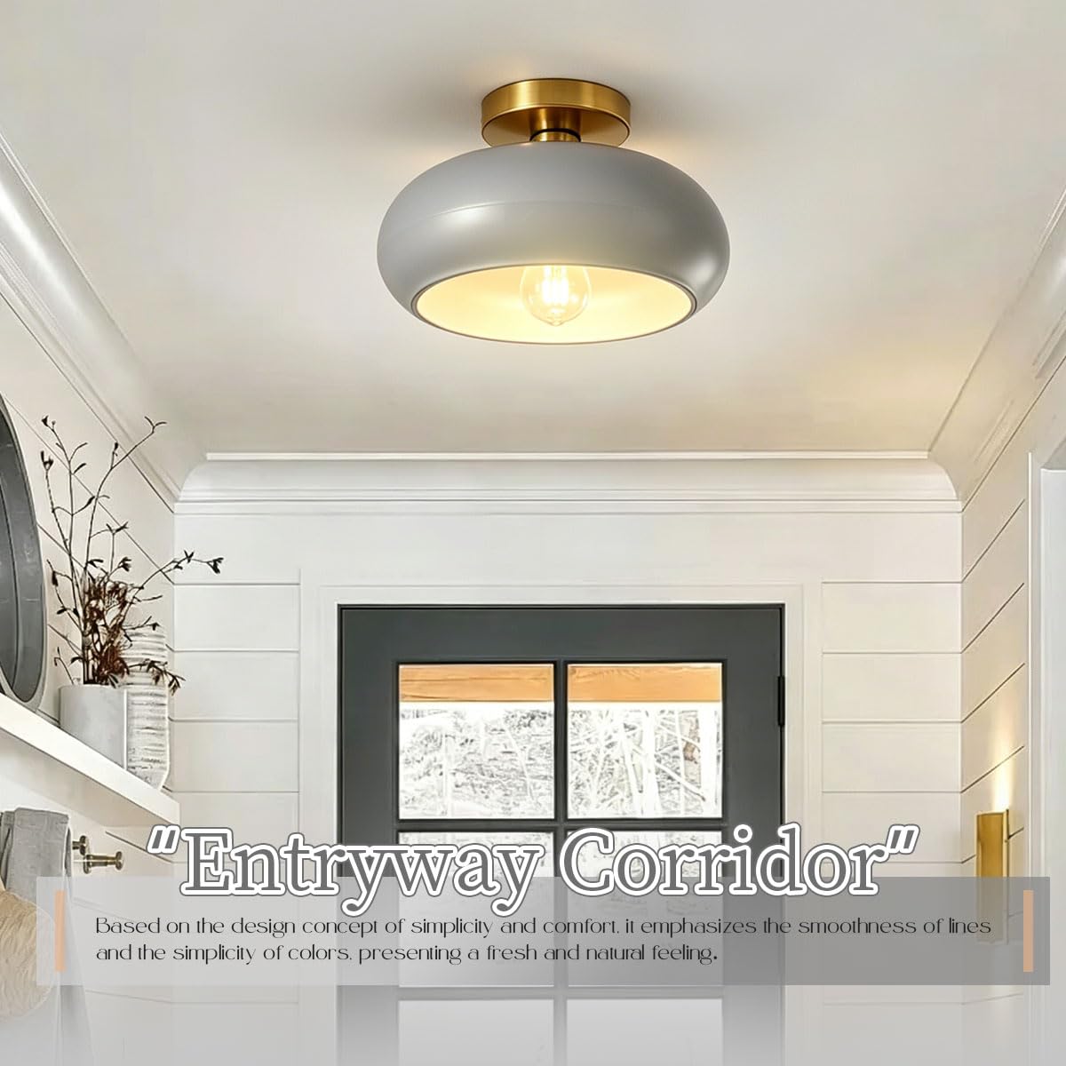 Glass Gray Ceiling Lights Mid Century Flush Mount Light Fixtures (Gray-2)
