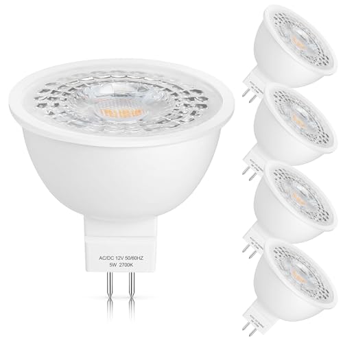 4 Pack MR16 LED Bulbs 5W GU5.3 12V Spotlights (Warm White)