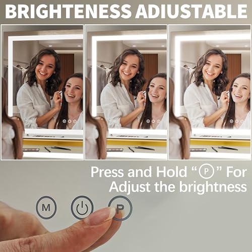 23" x 18" Vanity Mirror with Lights (Gold / 23"L x 18"W)